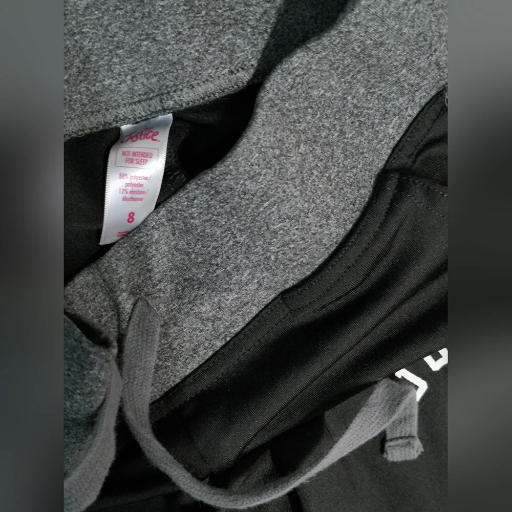 Justice Kids Black Joggers with Gray Trim